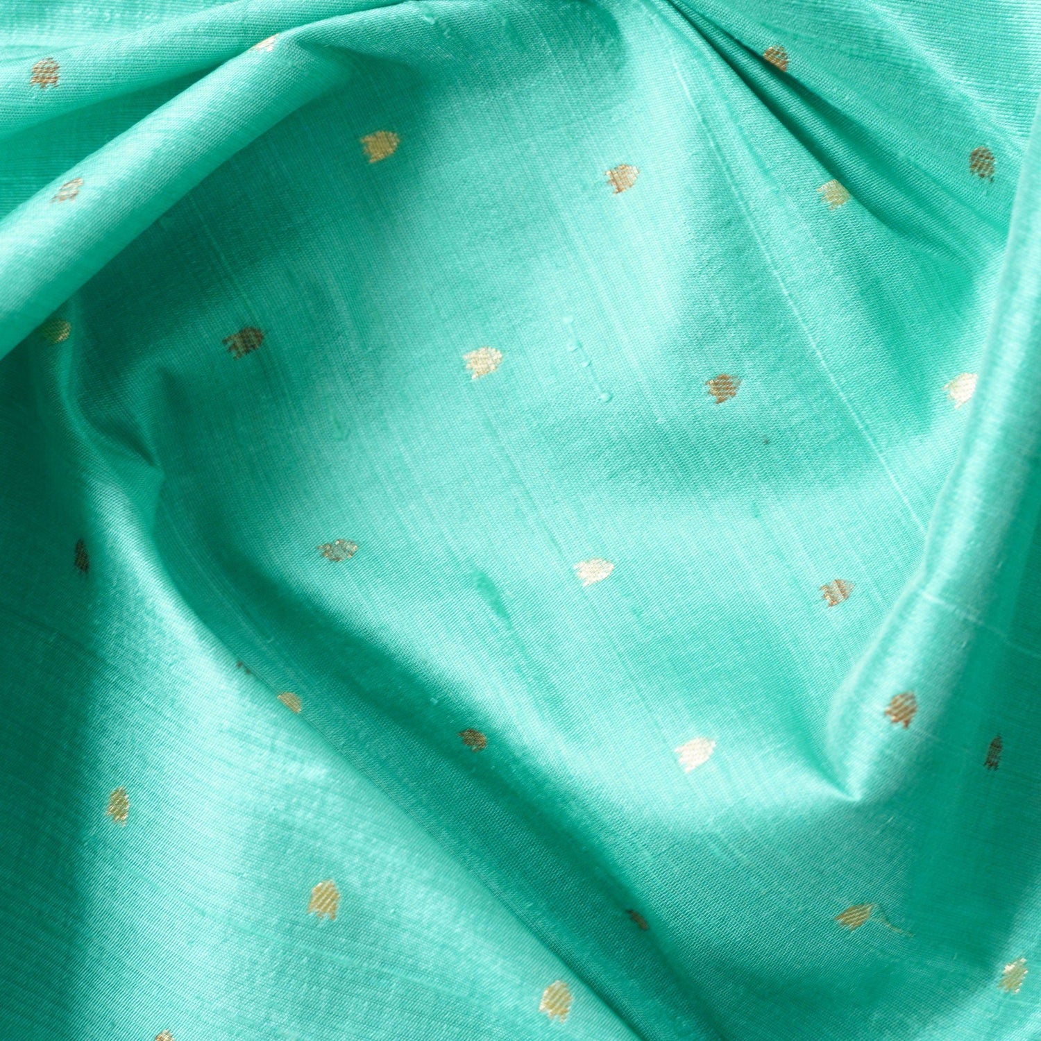 Blue Handwoven Pure Tussar Silk Banarasi Fabric