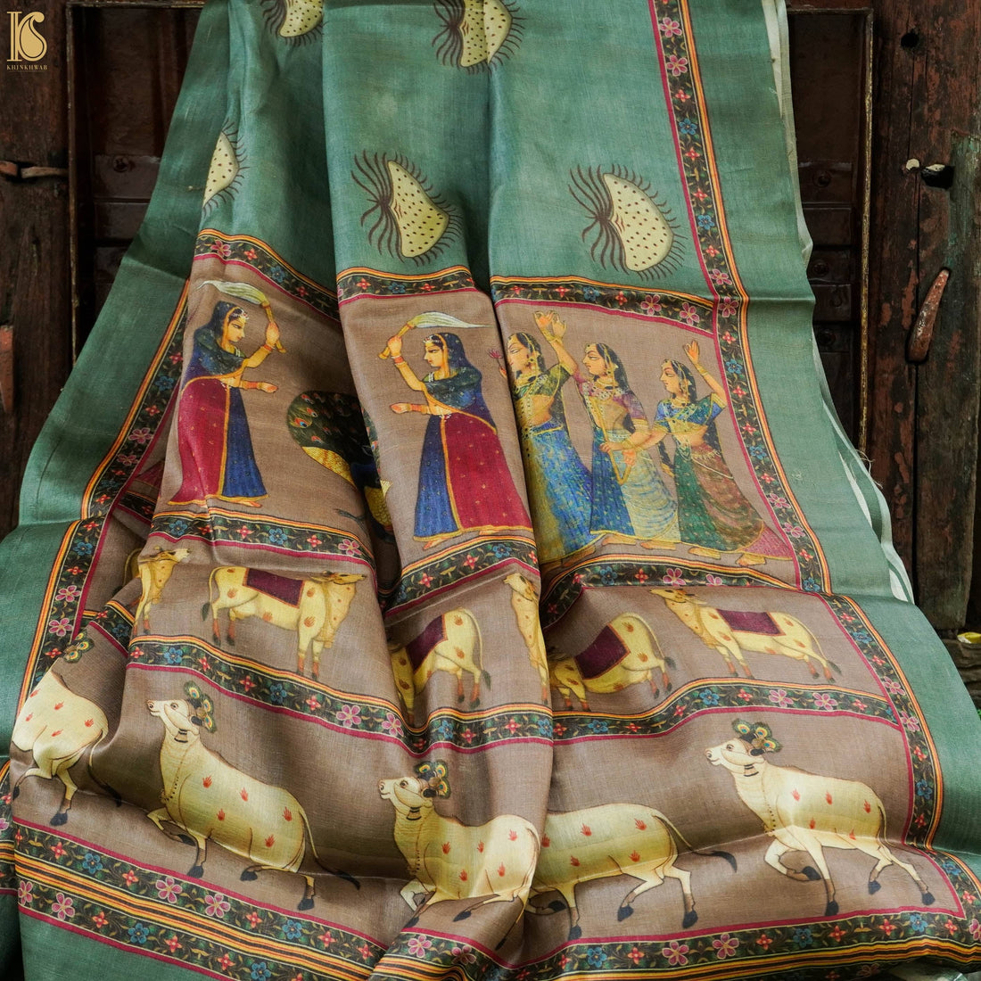 Tussar Silk Cow Print Saree