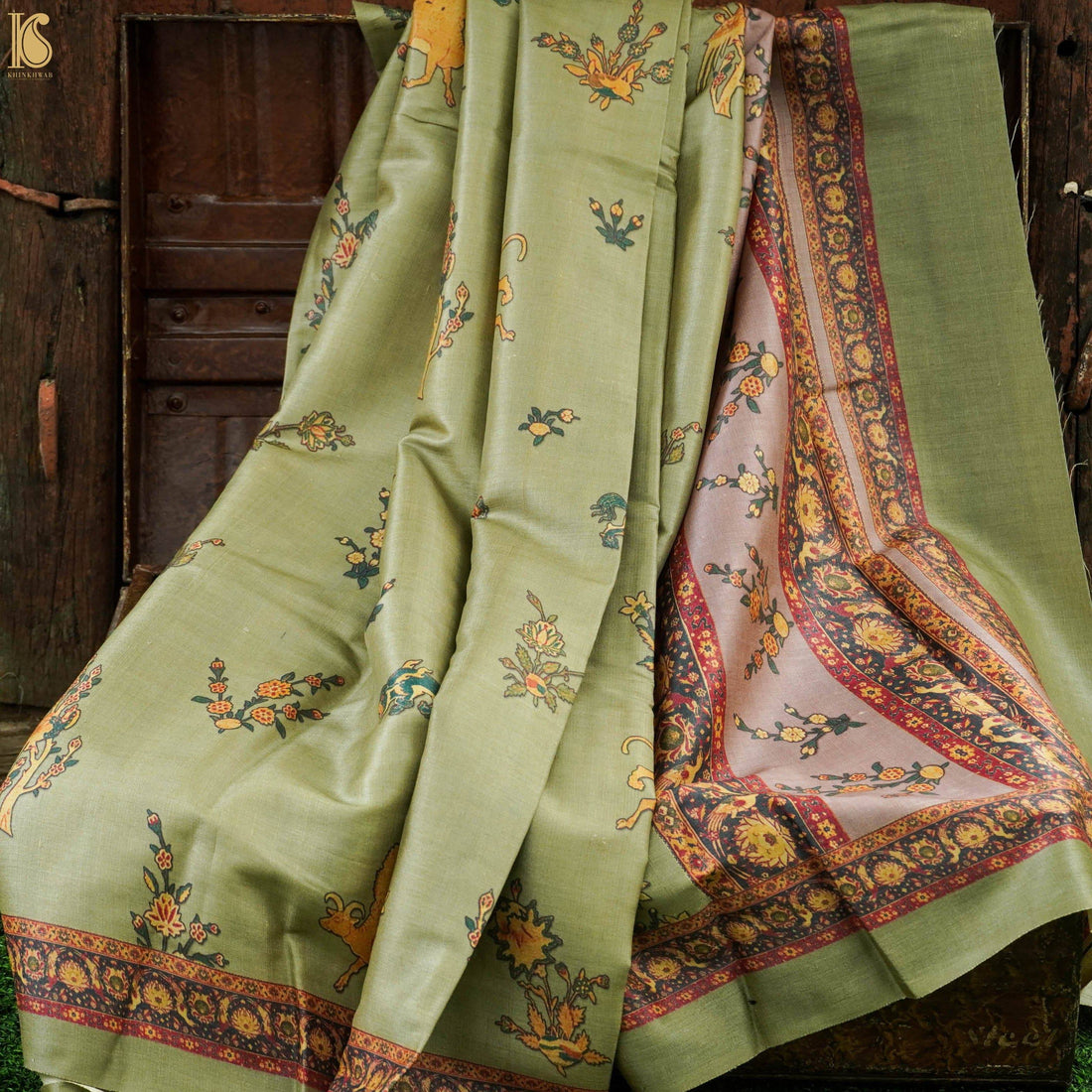 Tussar Silk Floral Print Saree