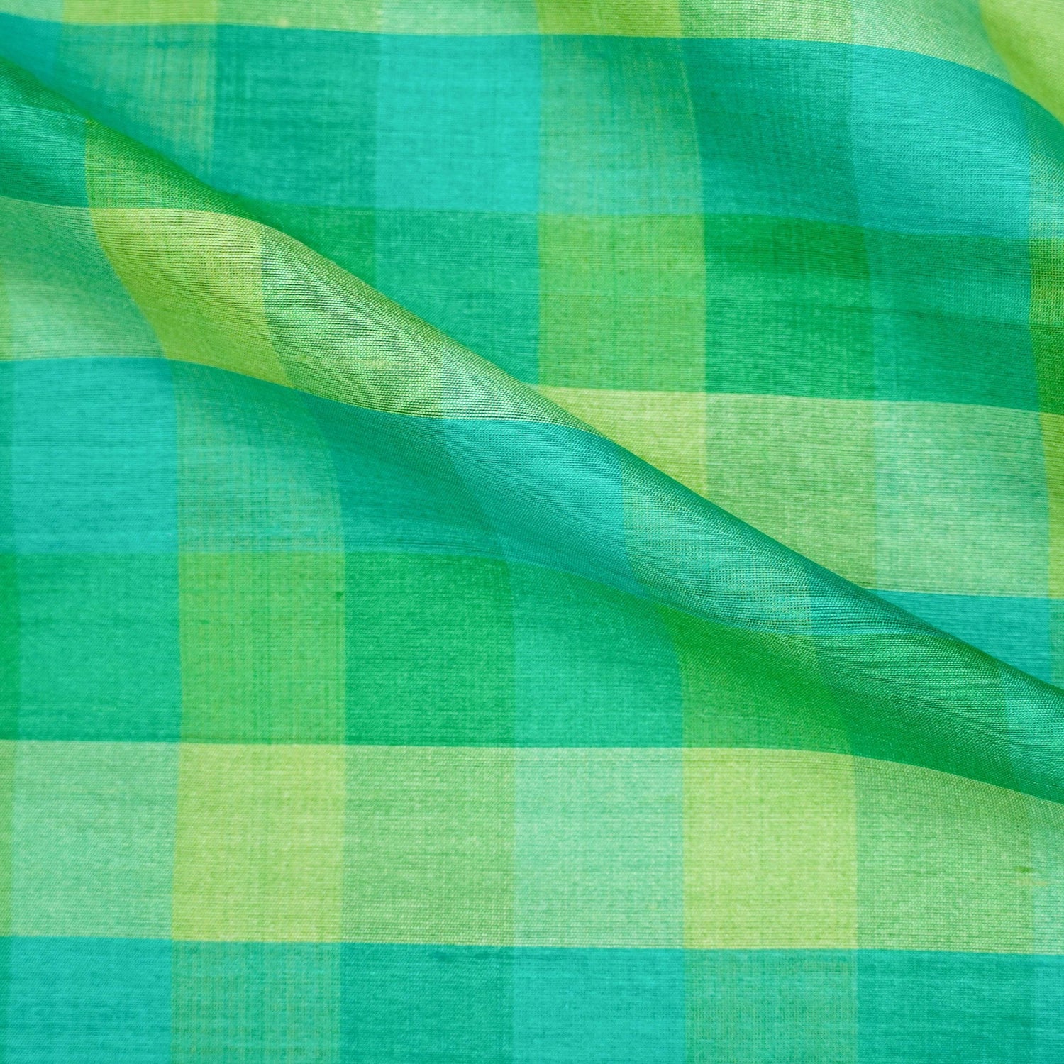 Handwoven Pure Tussar Silk Banarasi Check Fabric