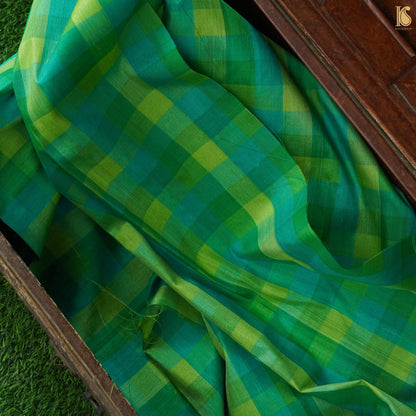 Handwoven Pure Tussar Silk Banarasi Check Fabric