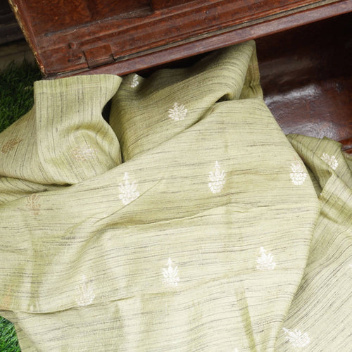 Handwoven Pure Tussar Silk Banarasi Fabric