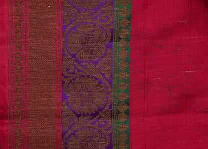 Pink Pure Tussar Silk Printed Floral Banarasi Saree