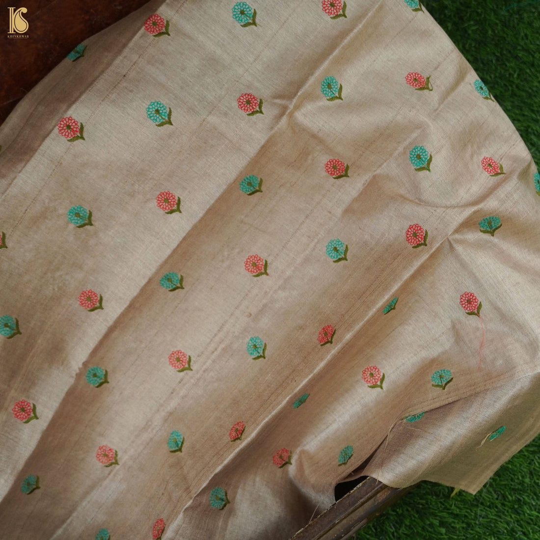 Pure Tussar Silk Banarasi Fabric with Embroidery