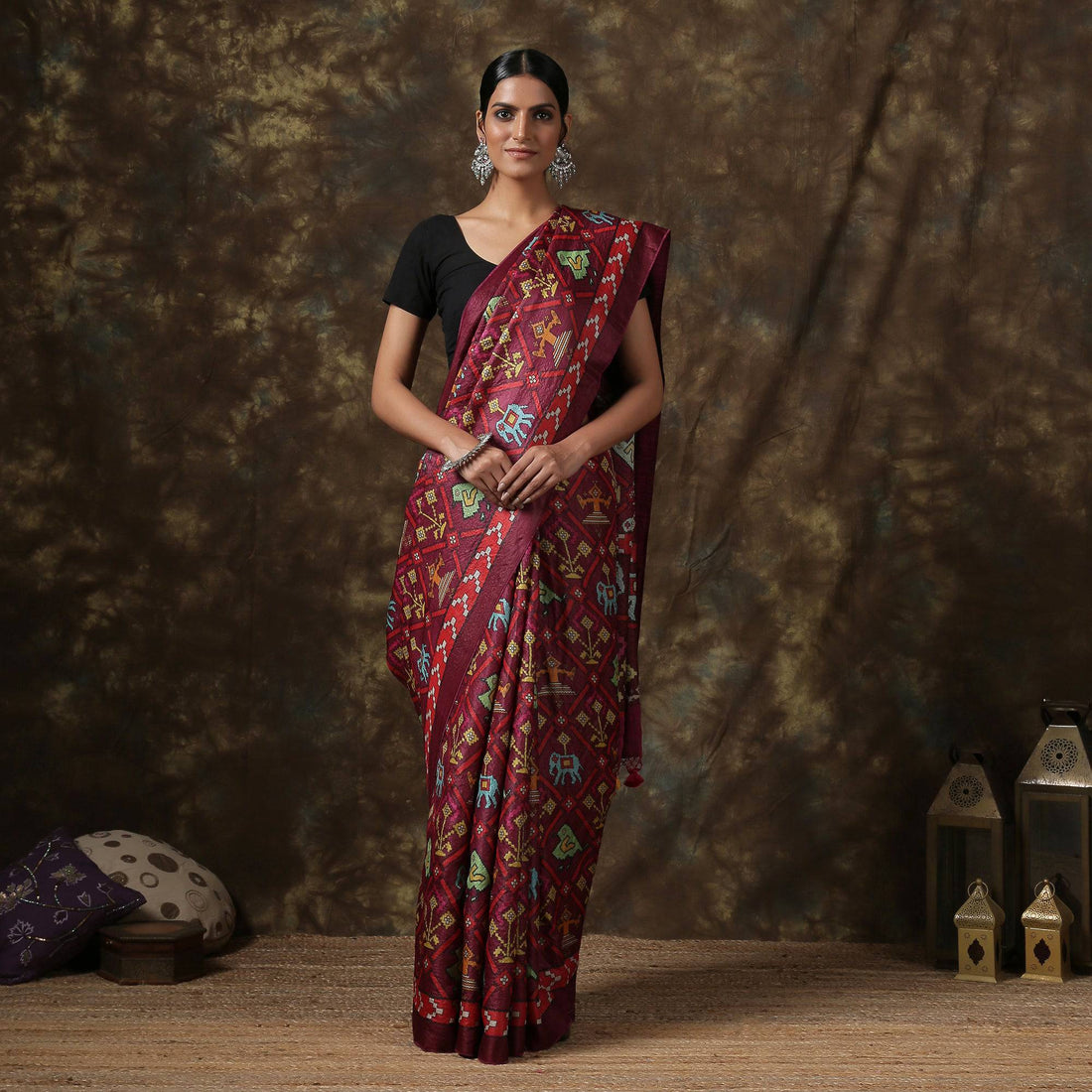 Tussar Silk Patola Printed Saree