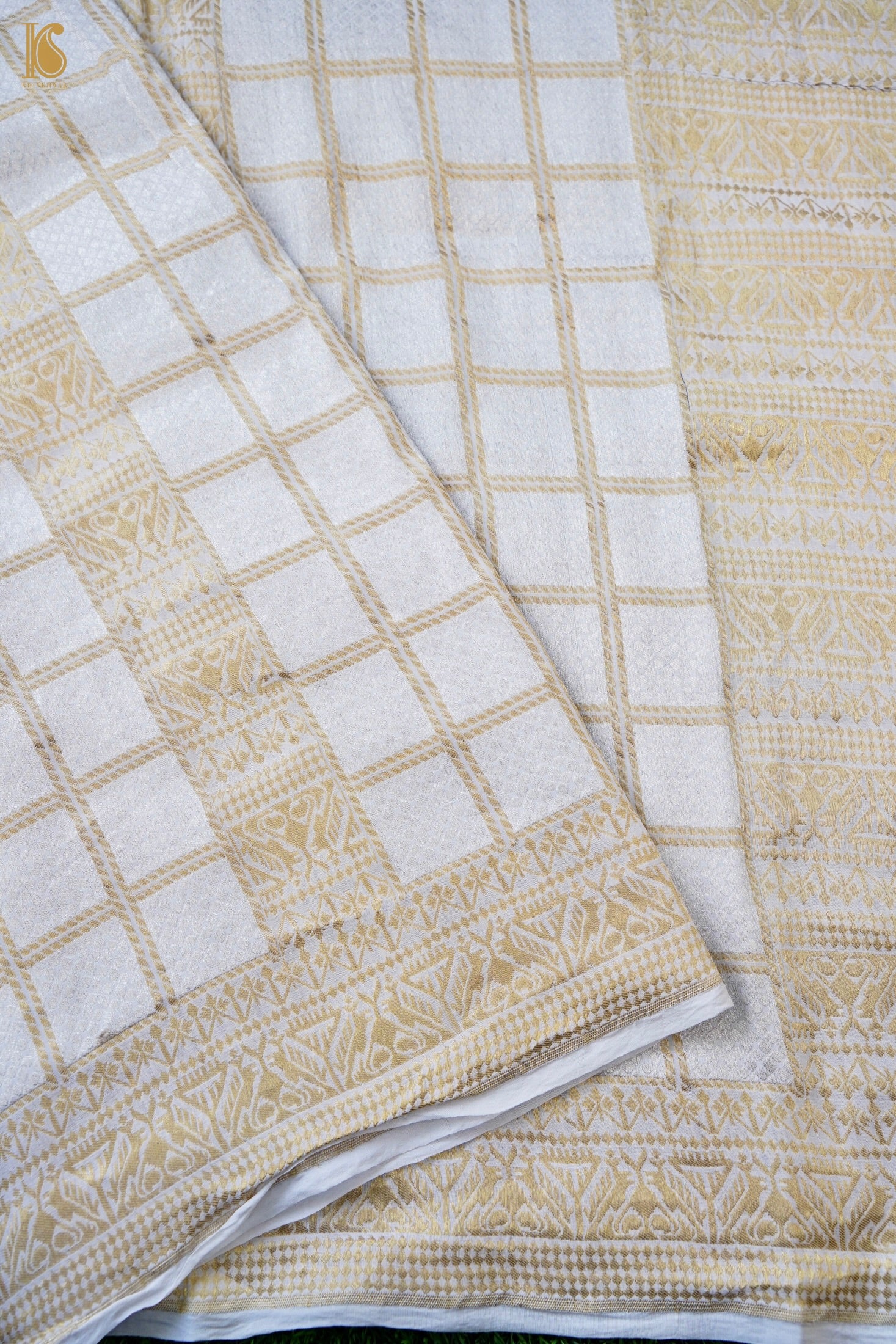 Georgette Banarasi Dyeable Silver Check Dupatta