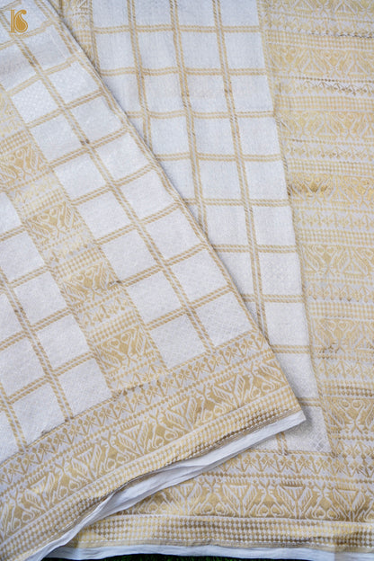 Georgette Banarasi Dyeable Silver Check Dupatta