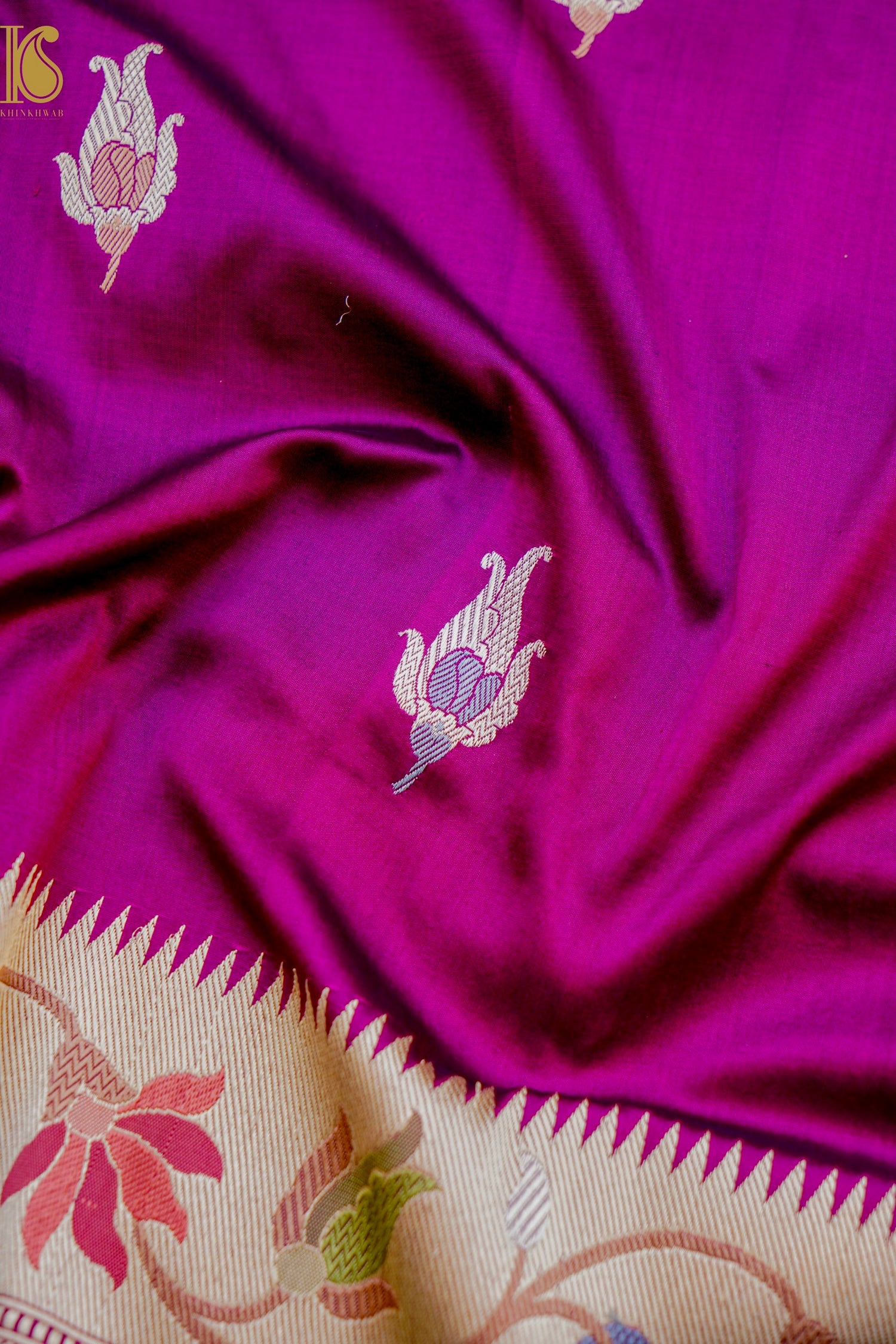 Banarasi Handloom Pure Katan Silk Kadwa Saree with Tilfi Border