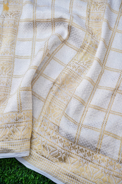 Georgette Banarasi Dyeable Silver Check Dupatta
