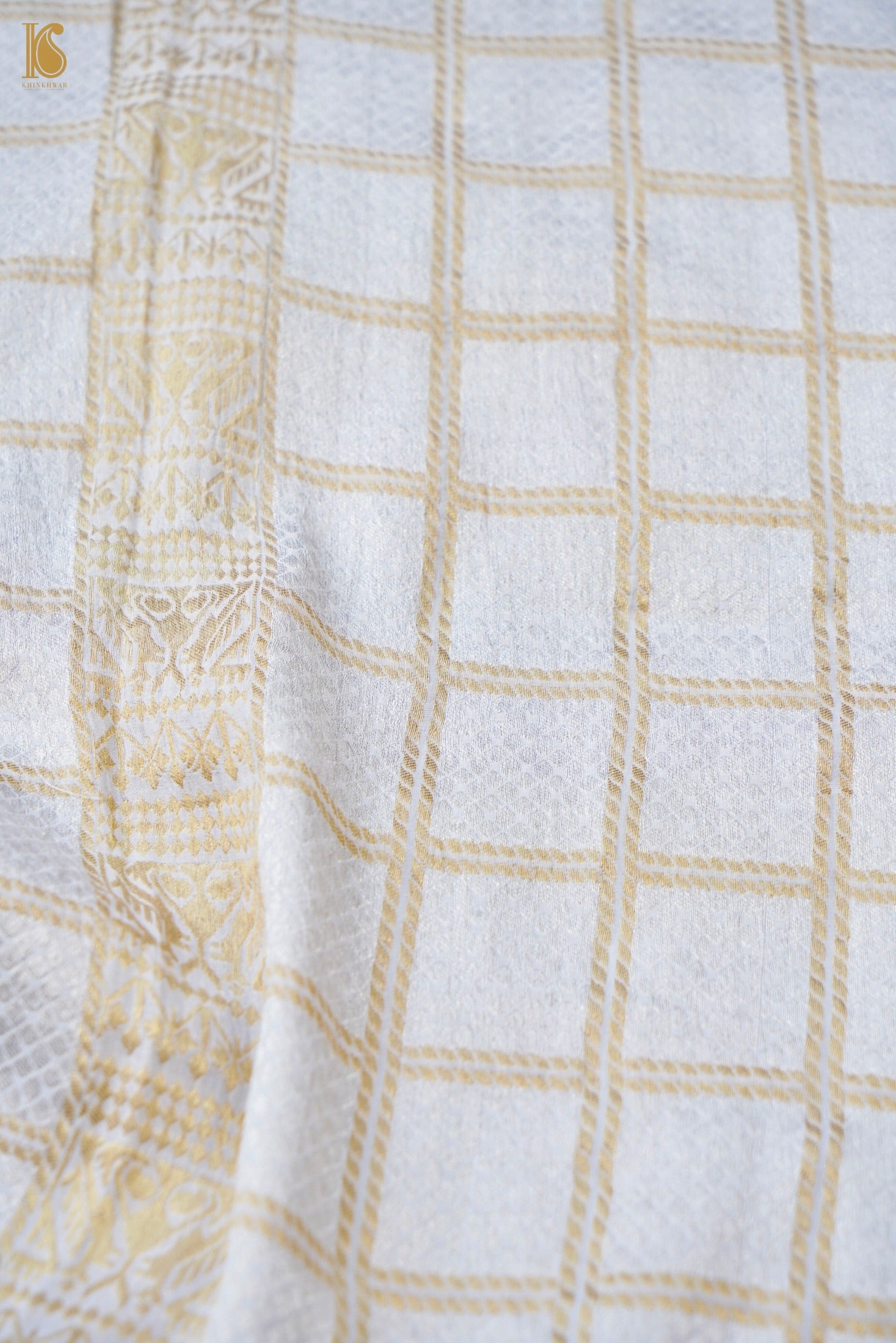 Georgette Banarasi Dyeable Silver Check Dupatta