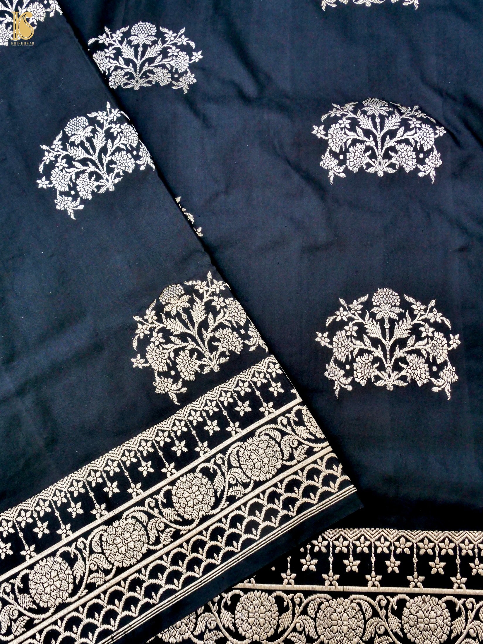 Handwoven Pure Sateen Silk Kadwa Banarasi Saree