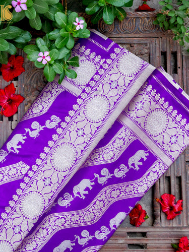 Handwoven Banarasi Katan Silk Kadwa Shikargah Saree