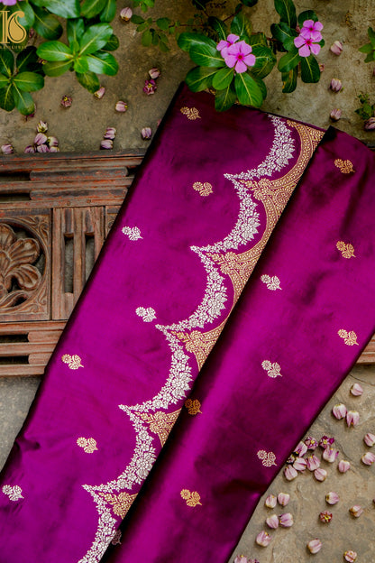 Banarasi Handloom Pure Katan Silk Kadwa Saree with Alfi Border