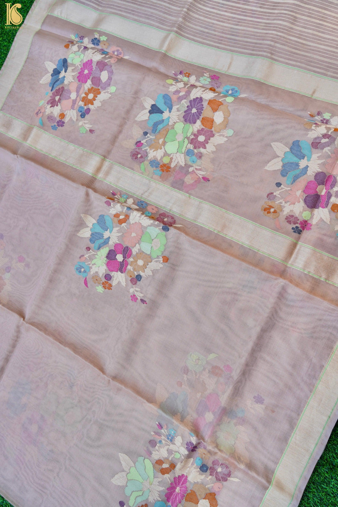 Handloom Banarasi Real Silver Zari Kora Saree