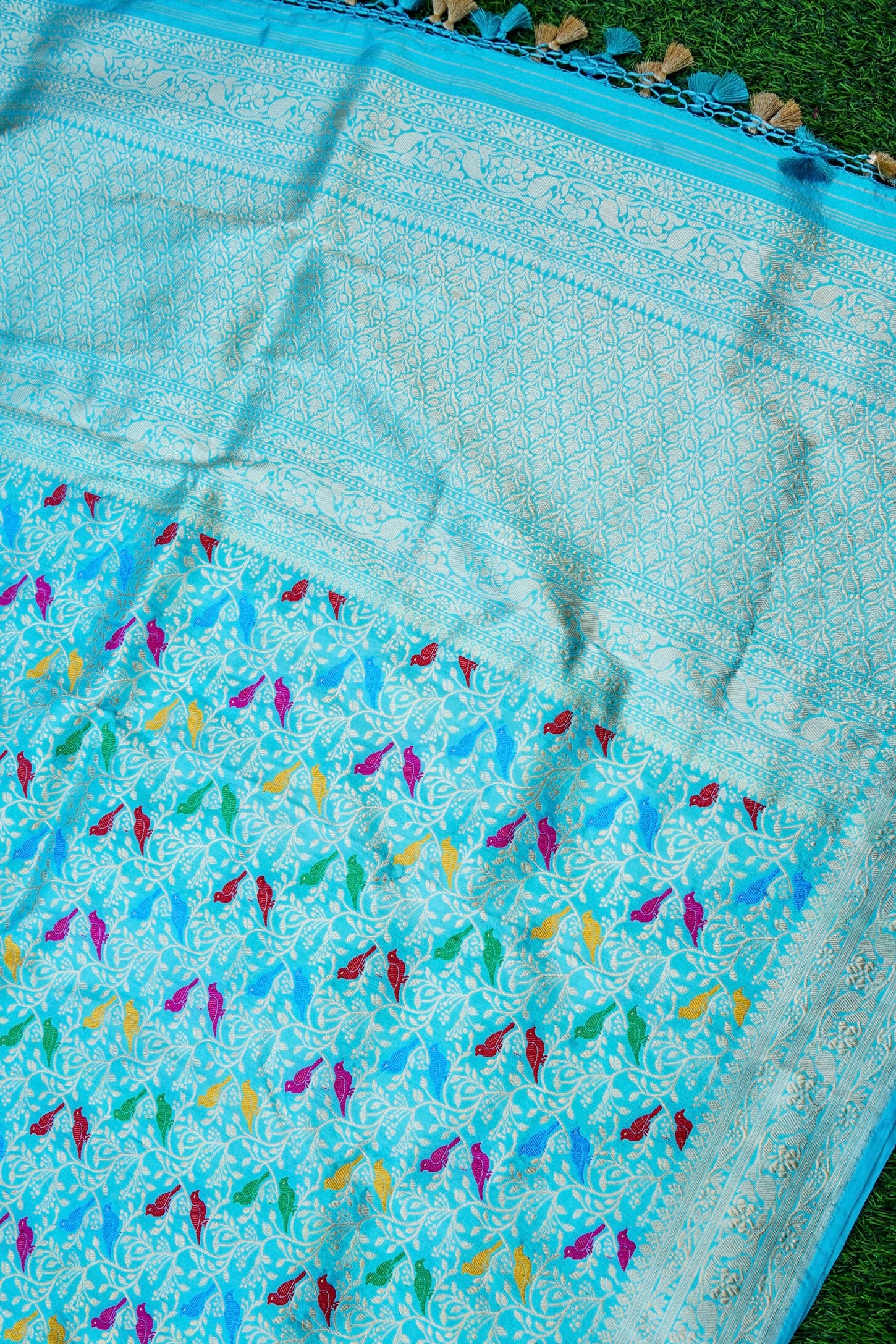 Handloom Banarasi Katan Silk Chidiya Dupatta