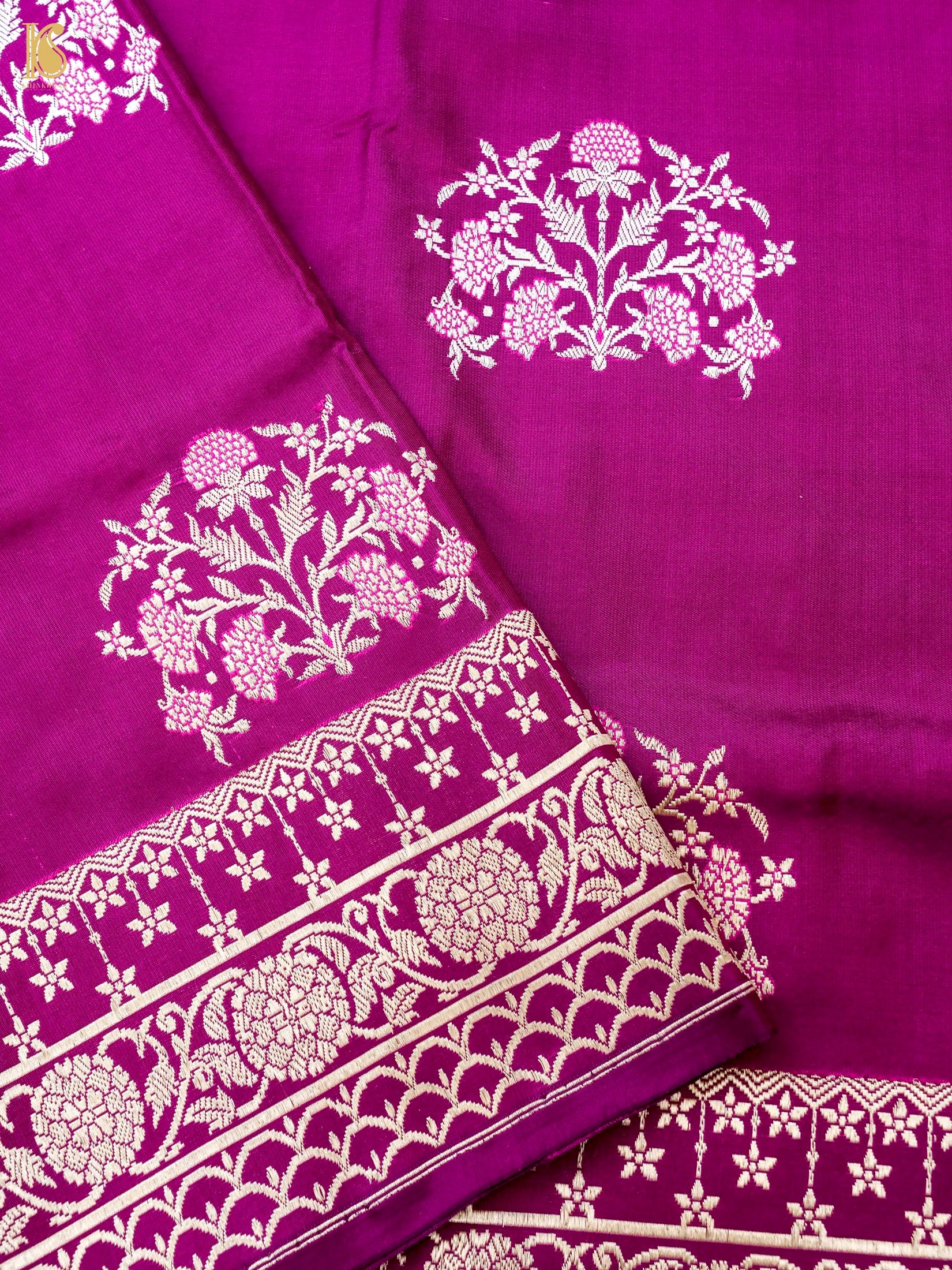 Handwoven Pure Sateen Silk Kadwa Banarasi Saree