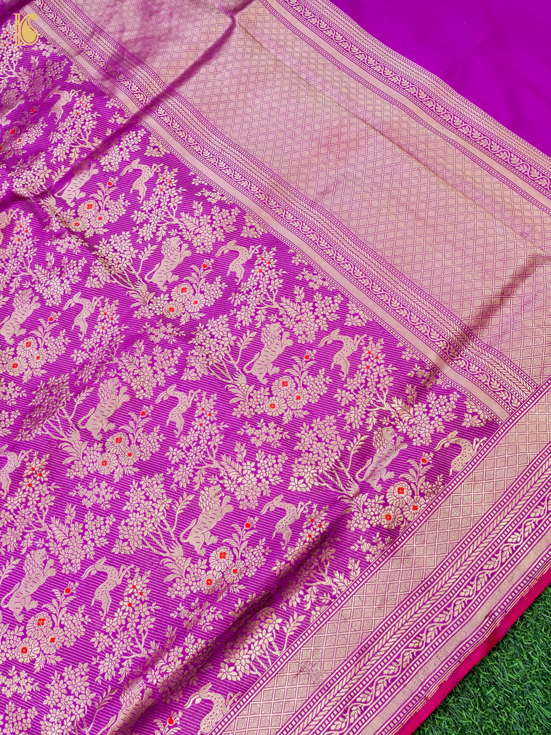 Handloom Banarasi Katan Silk Shikargah Jungle Saree
