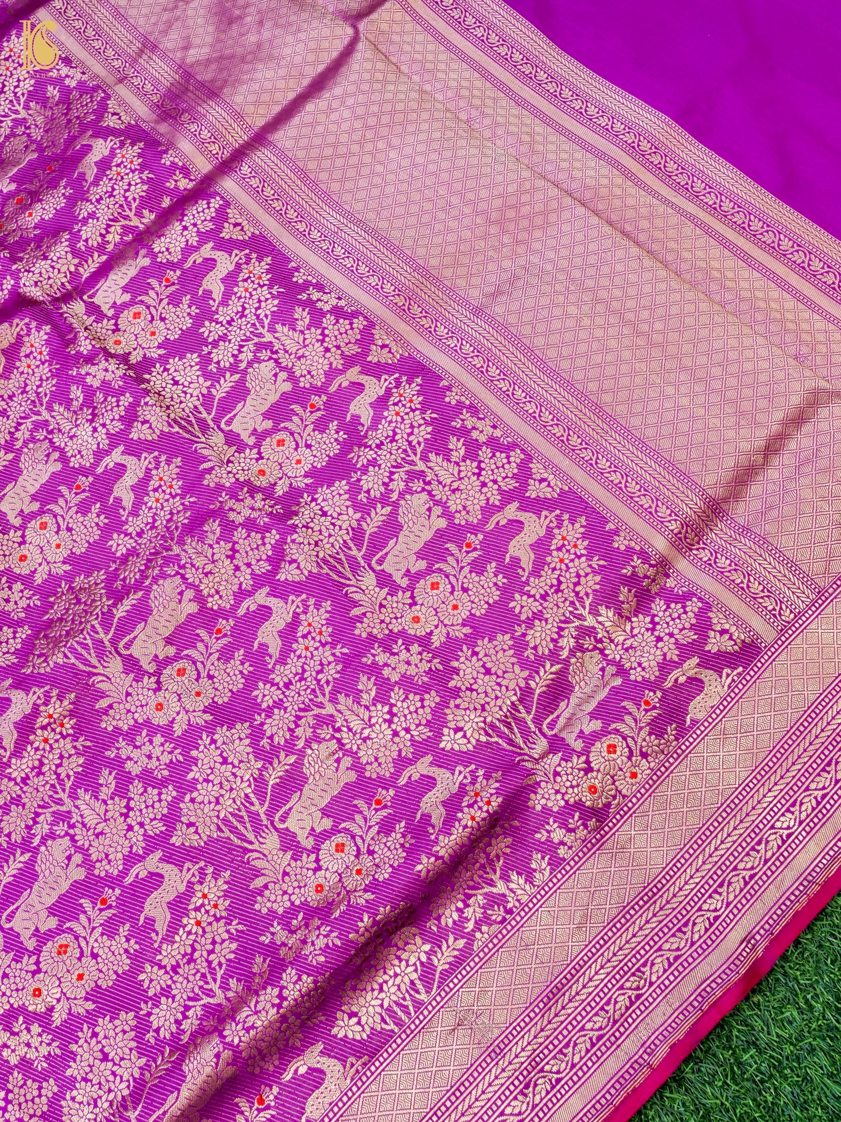Handloom Banarasi Katan Silk Shikargah Jungle Saree