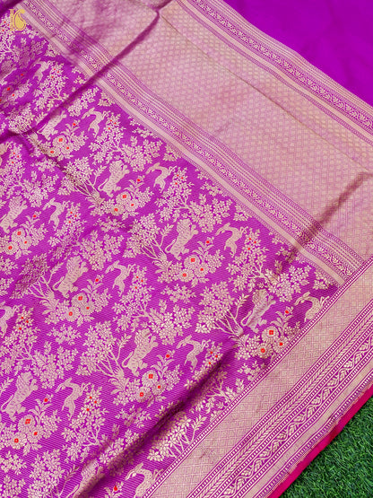 Handloom Banarasi Katan Silk Shikargah Jungle Saree