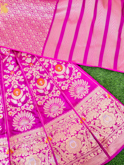 Handloom Banarasi Katan Silk Kalidar Pankha Booti Lehenga