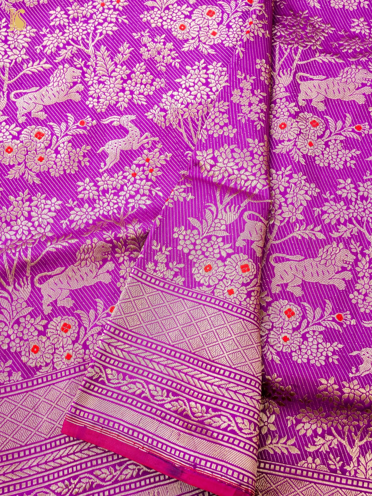 Handloom Banarasi Katan Silk Shikargah Jungle Saree