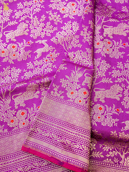 Handloom Banarasi Katan Silk Shikargah Jungle Saree