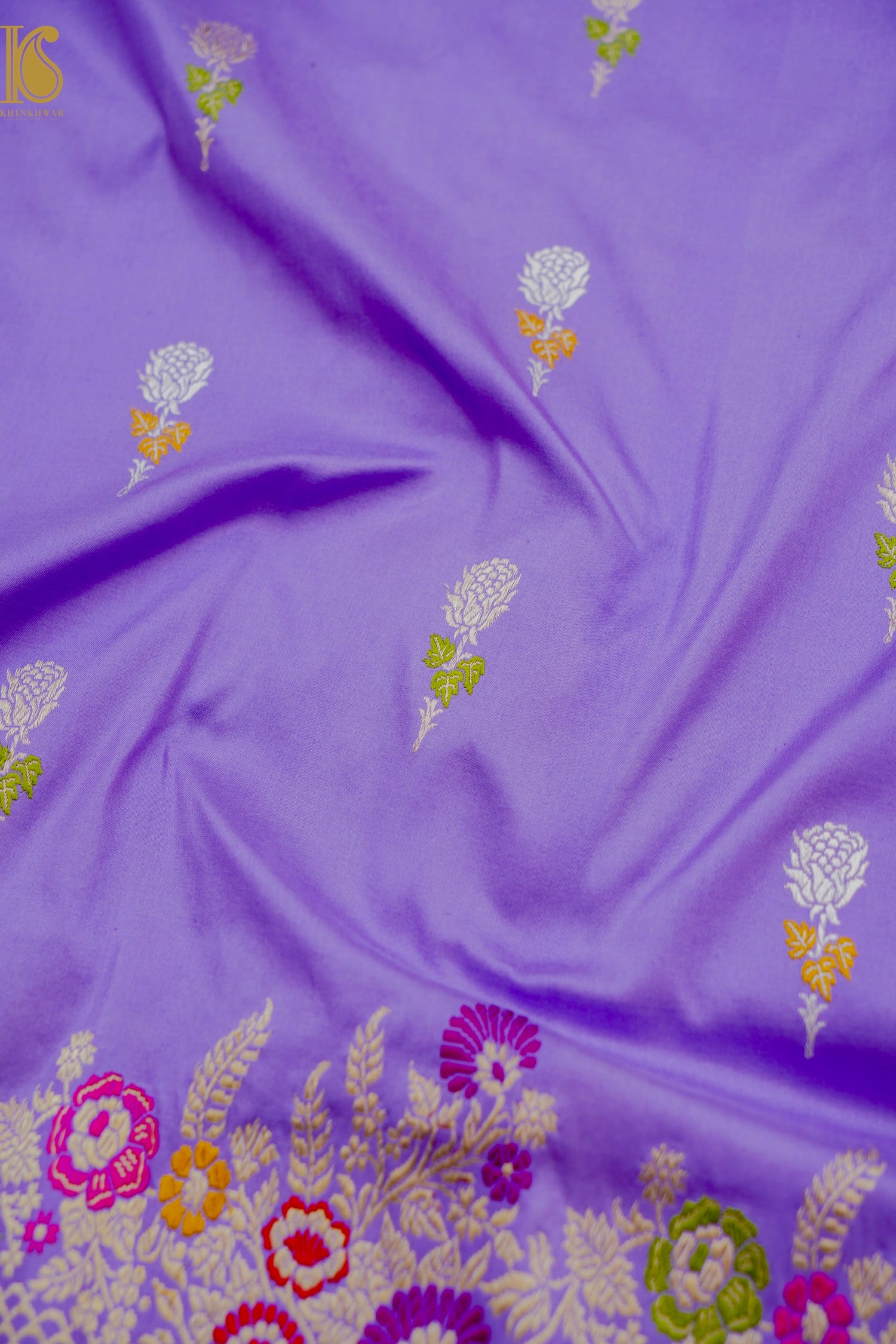 Banarasi Handloom Pure Katan Silk Kadwa Saree with Alfi Border