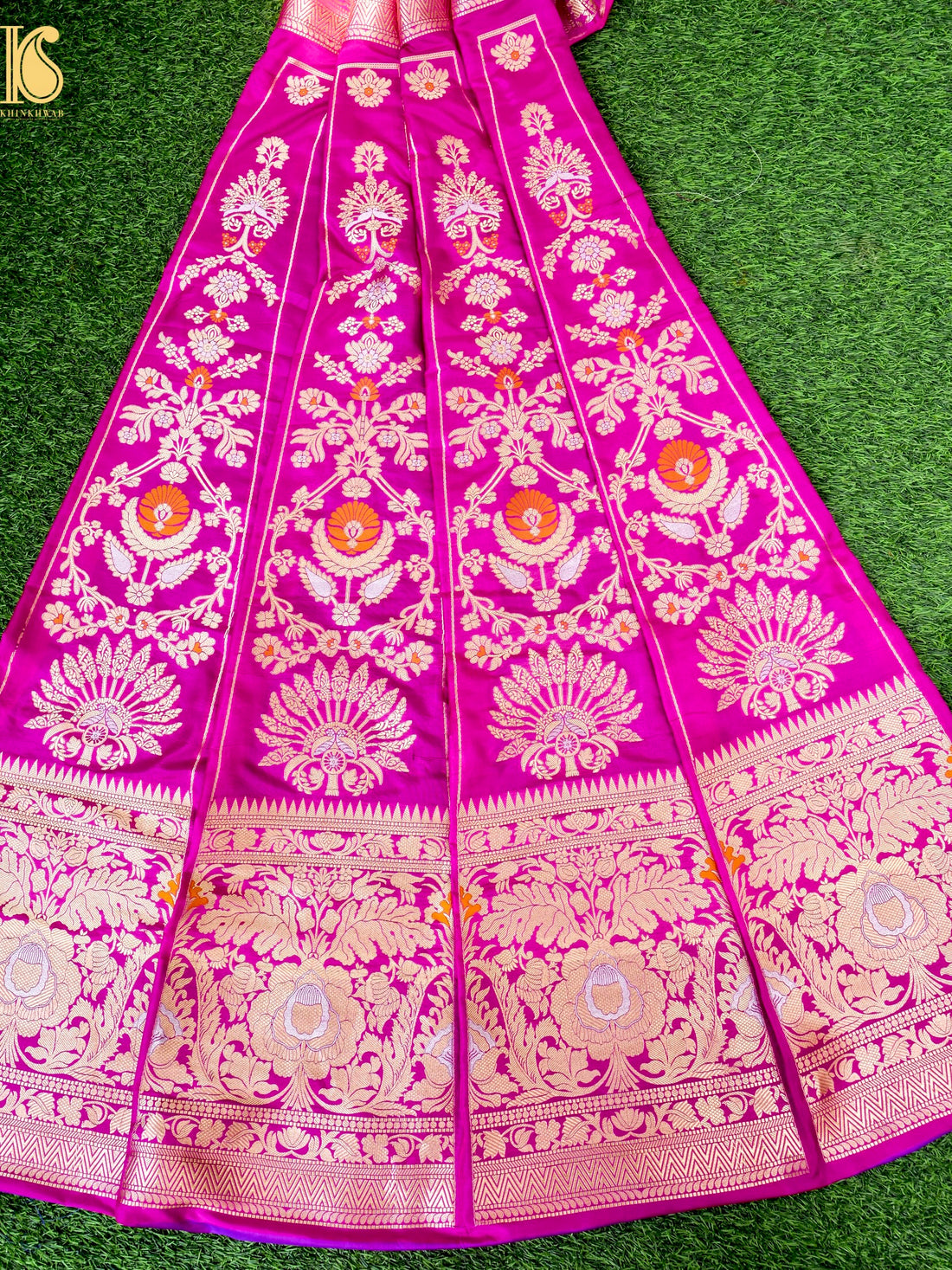 Handloom Banarasi Katan Silk Kalidar Pankha Booti Lehenga