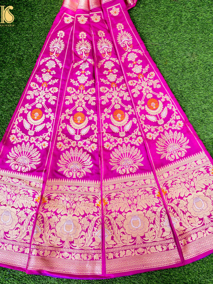 Handloom Banarasi Katan Silk Kalidar Pankha Booti Lehenga