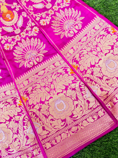 Handloom Banarasi Katan Silk Kalidar Pankha Booti Lehenga