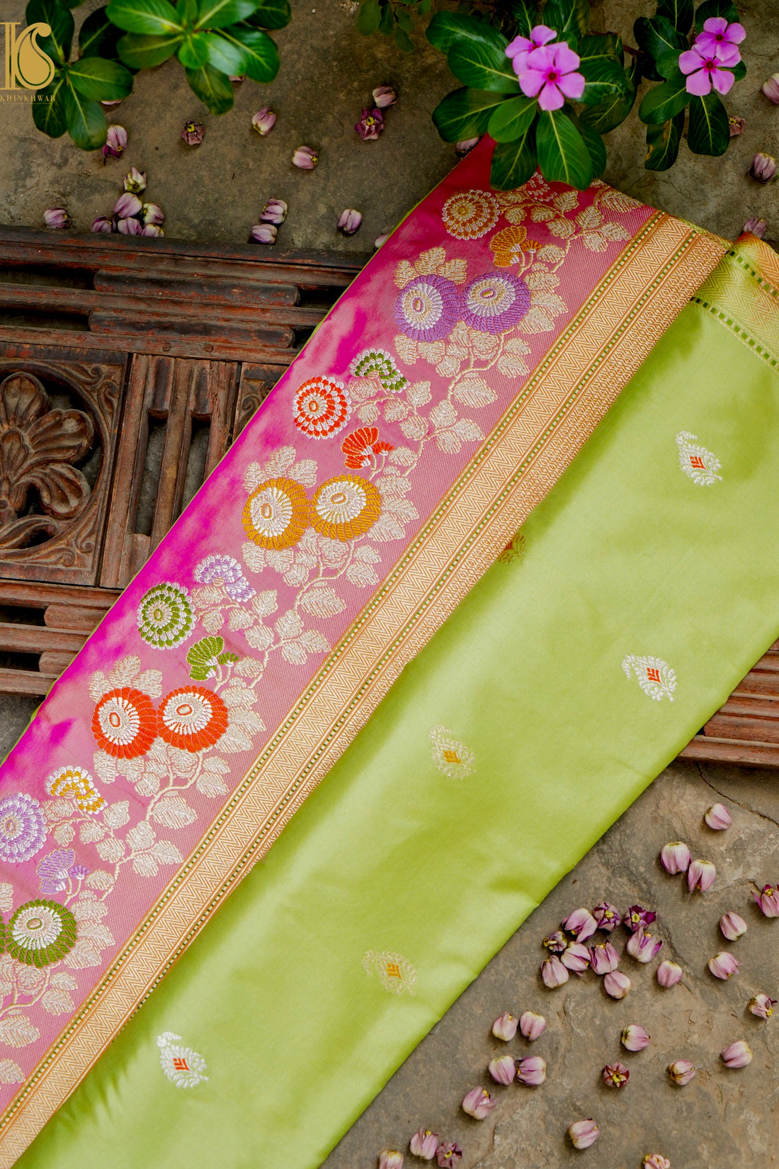 Banarasi Handloom Pure Katan Silk Kadwa Saree with Tilfi Border