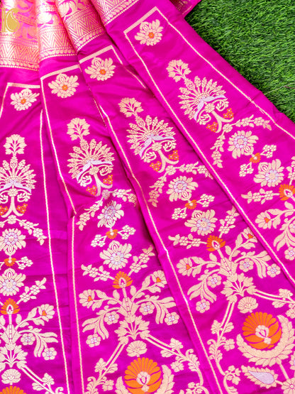 Handloom Banarasi Katan Silk Kalidar Pankha Booti Lehenga