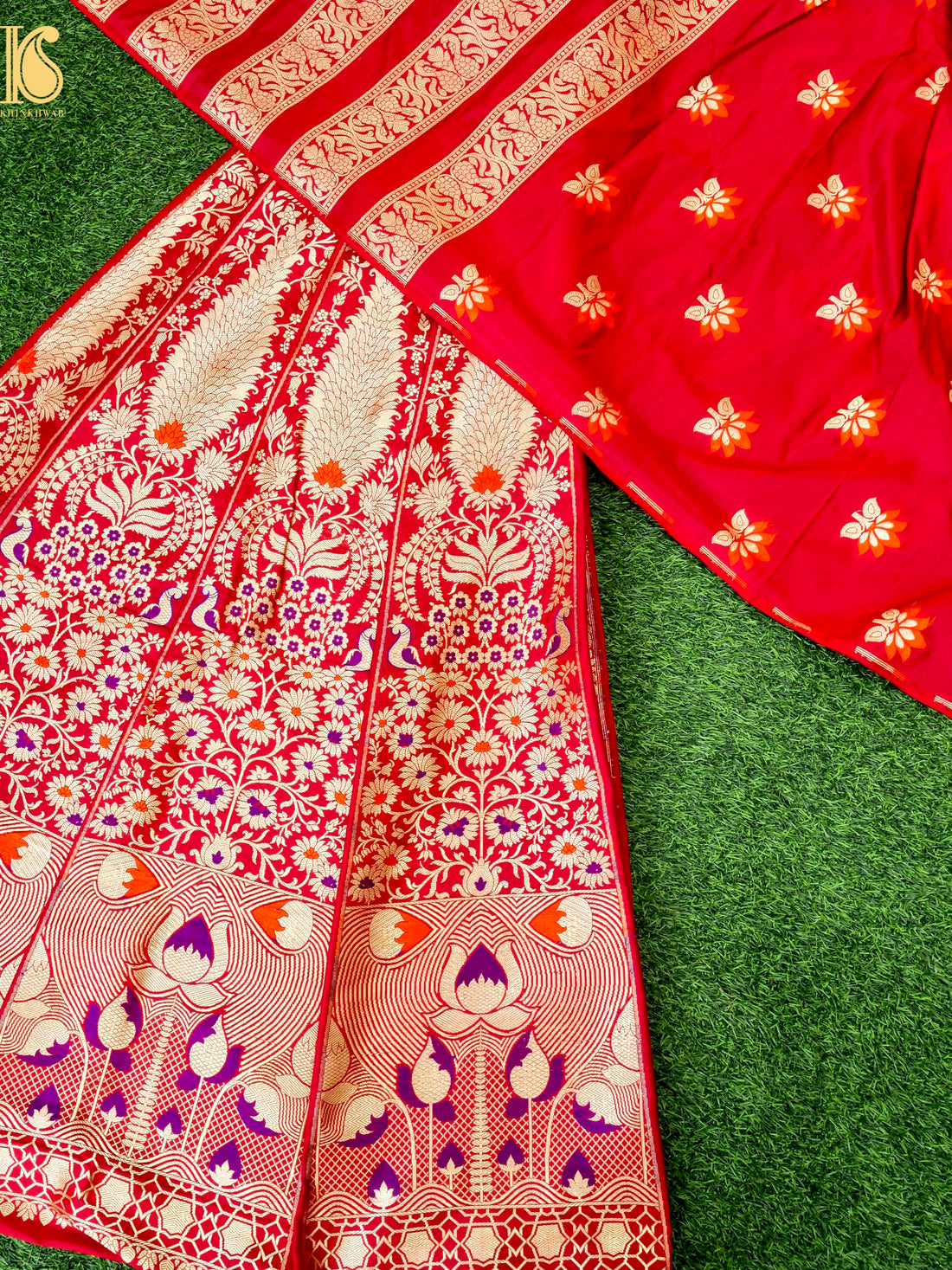 Handloom Banarasi Katan Silk Kalidar Mrinala Lehenga