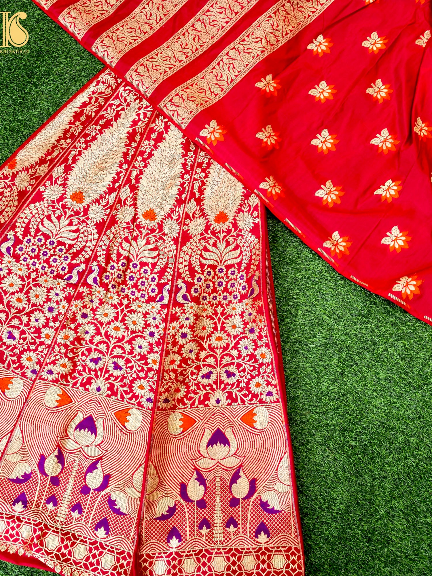 Handloom Banarasi Katan Silk Kalidar Mrinala Lehenga