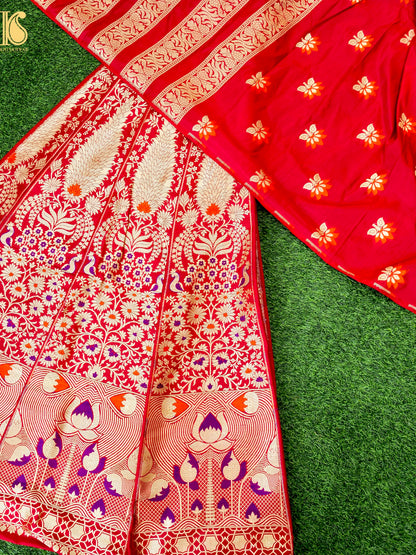 Handloom Banarasi Katan Silk Kalidar Mrinala Lehenga