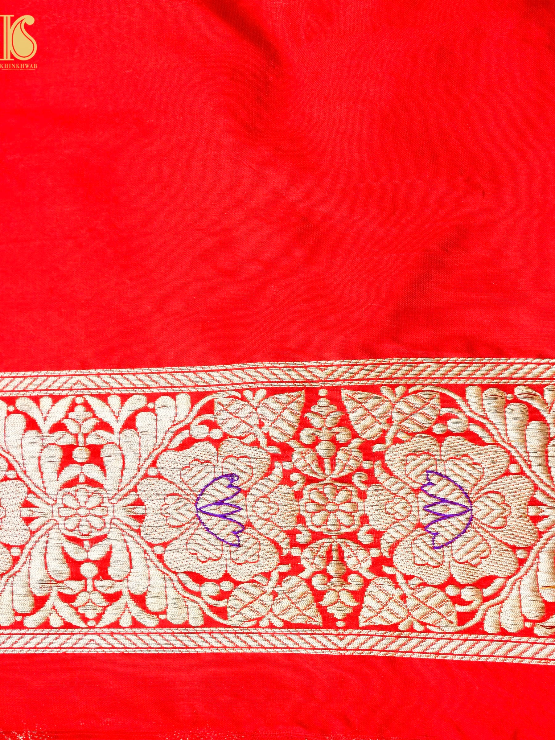 Handwoven Pure Katan Silk Red Banarasi Mughal Boota Saree