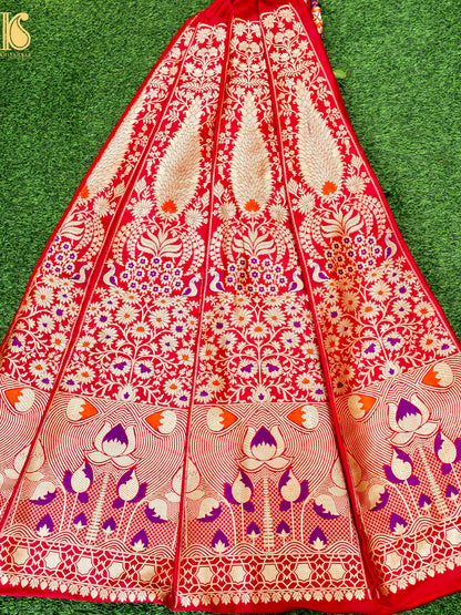 Handloom Banarasi Katan Silk Kalidar Mrinala Lehenga