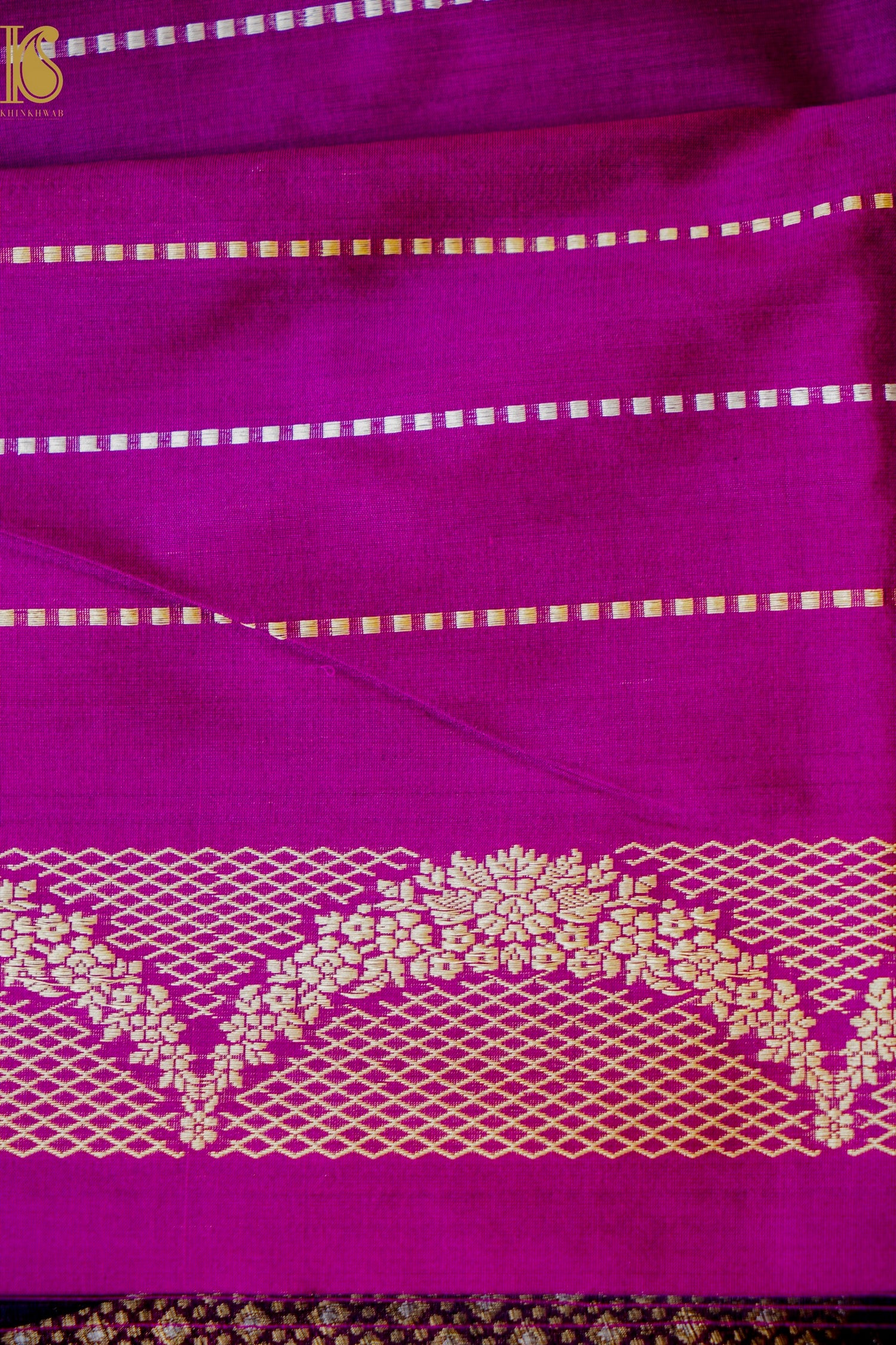 Banarasi Handloom Pure Katan Silk Kadwa Saree with Alfi Border