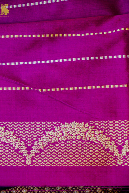 Banarasi Handloom Pure Katan Silk Kadwa Saree with Alfi Border