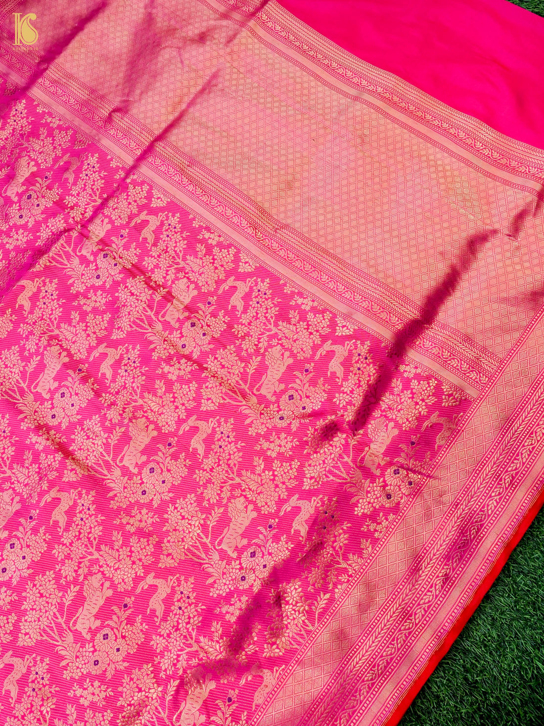 Handloom Banarasi Katan Silk Shikargah Jungle Saree