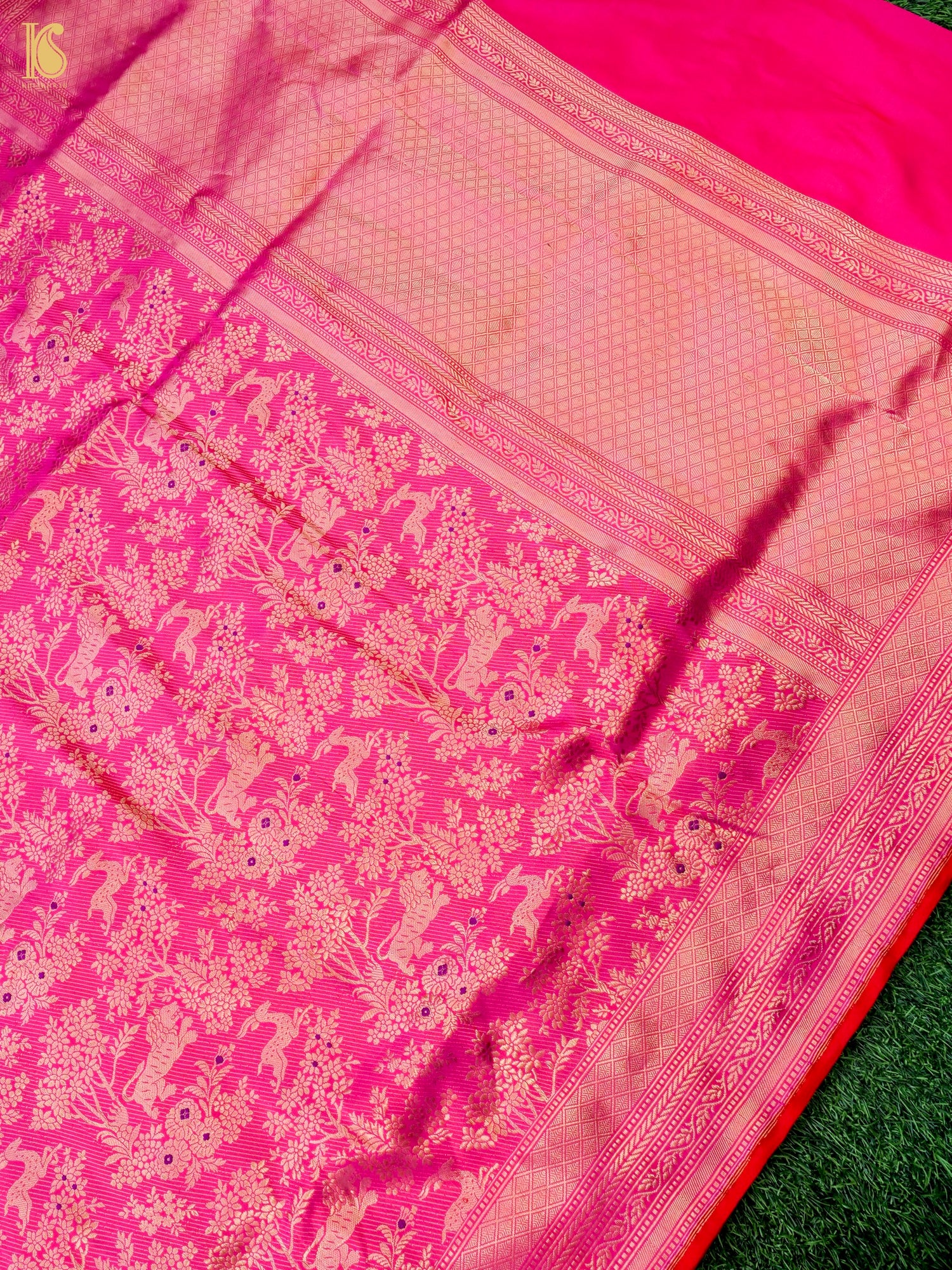 Handloom Banarasi Katan Silk Shikargah Jungle Saree