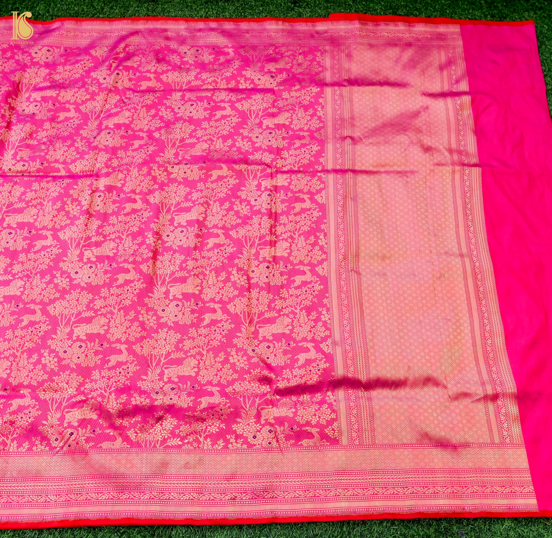 Handloom Banarasi Katan Silk Shikargah Jungle Saree