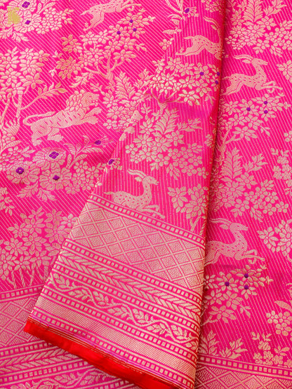 Handloom Banarasi Katan Silk Shikargah Jungle Saree
