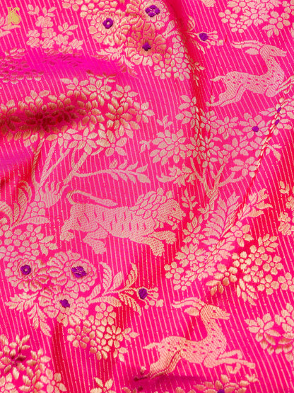 Handloom Banarasi Katan Silk Shikargah Jungle Saree