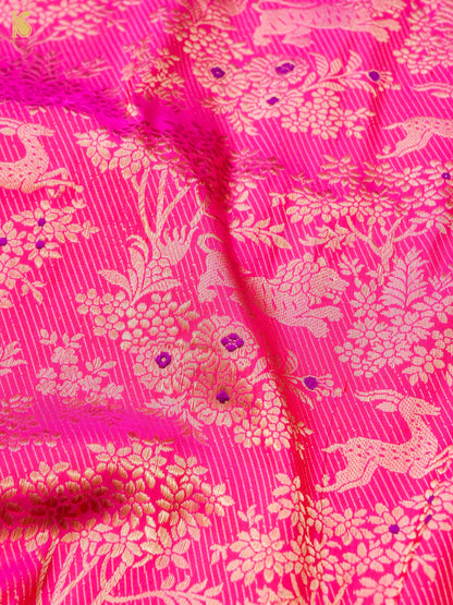Handloom Banarasi Katan Silk Shikargah Jungle Saree