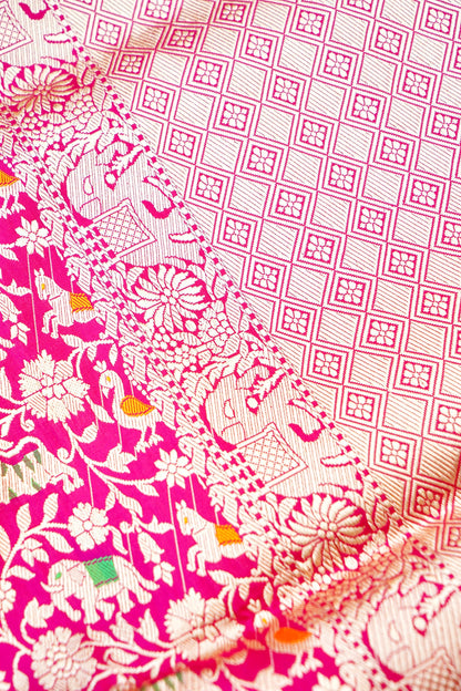 Handloom Banarasi Katan Shikargah Saree
