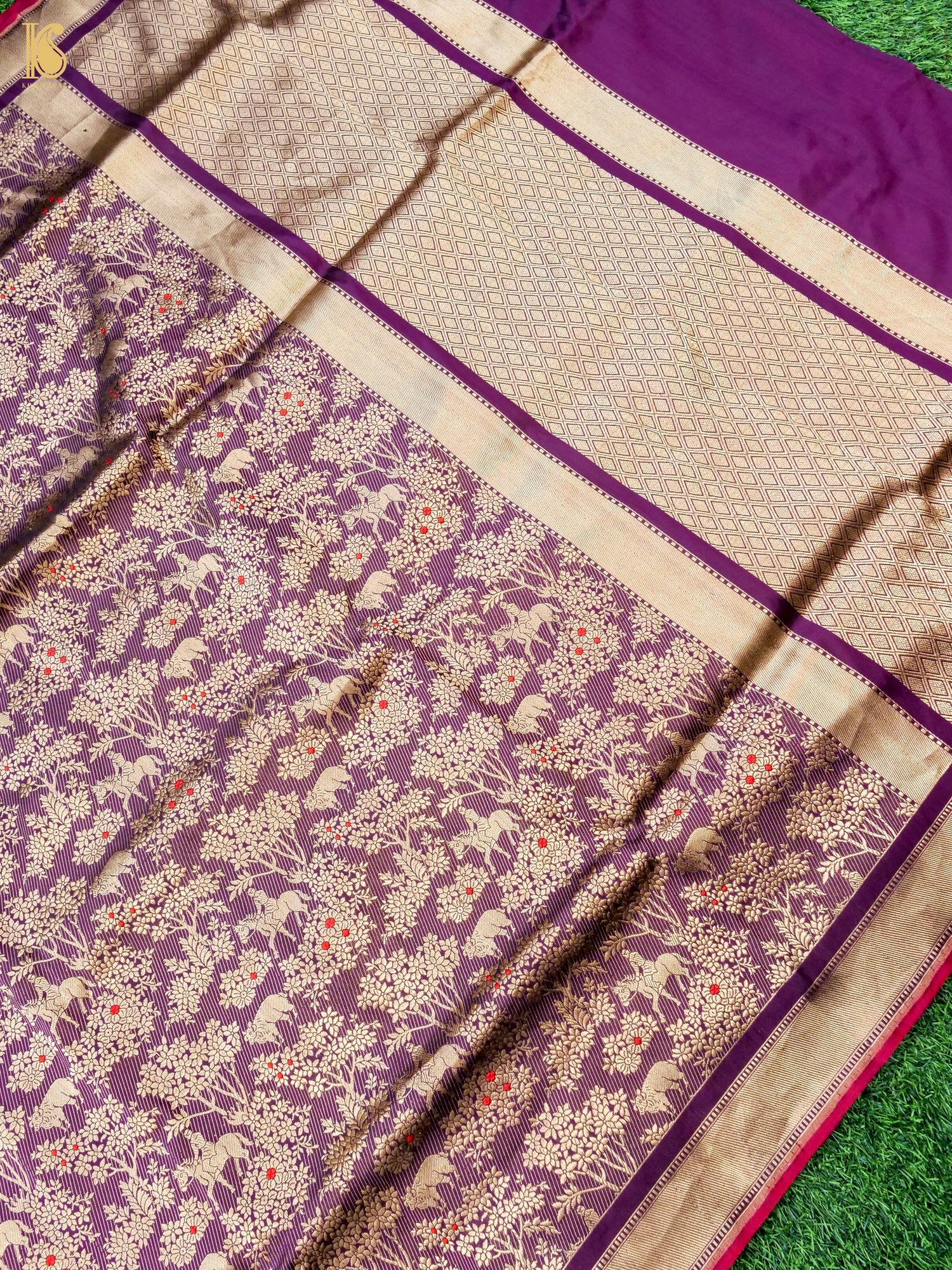 Handloom Banarasi Katan Silk Shikargah Jungle Saree