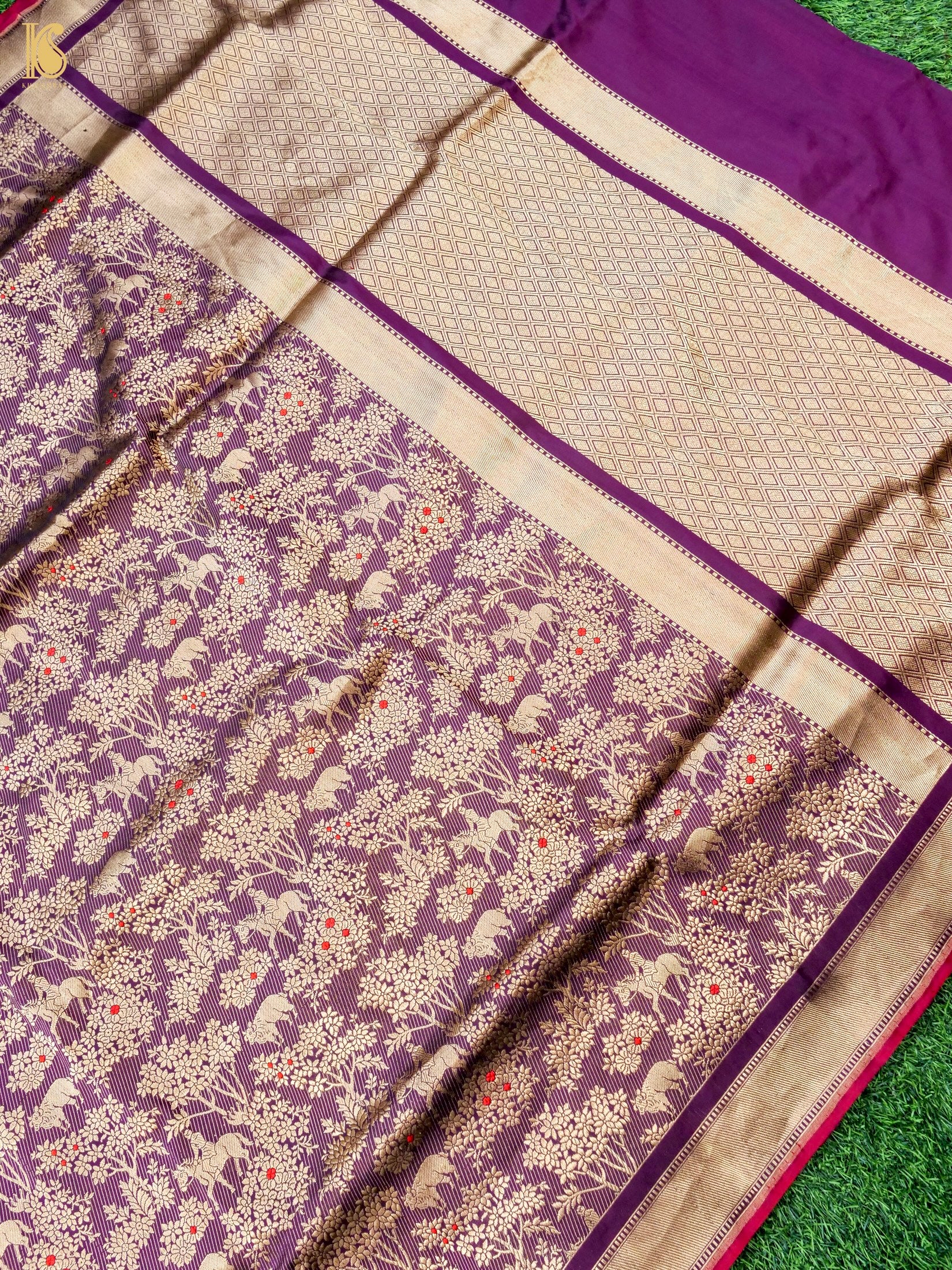 Handloom Banarasi Katan Silk Shikargah Jungle Saree