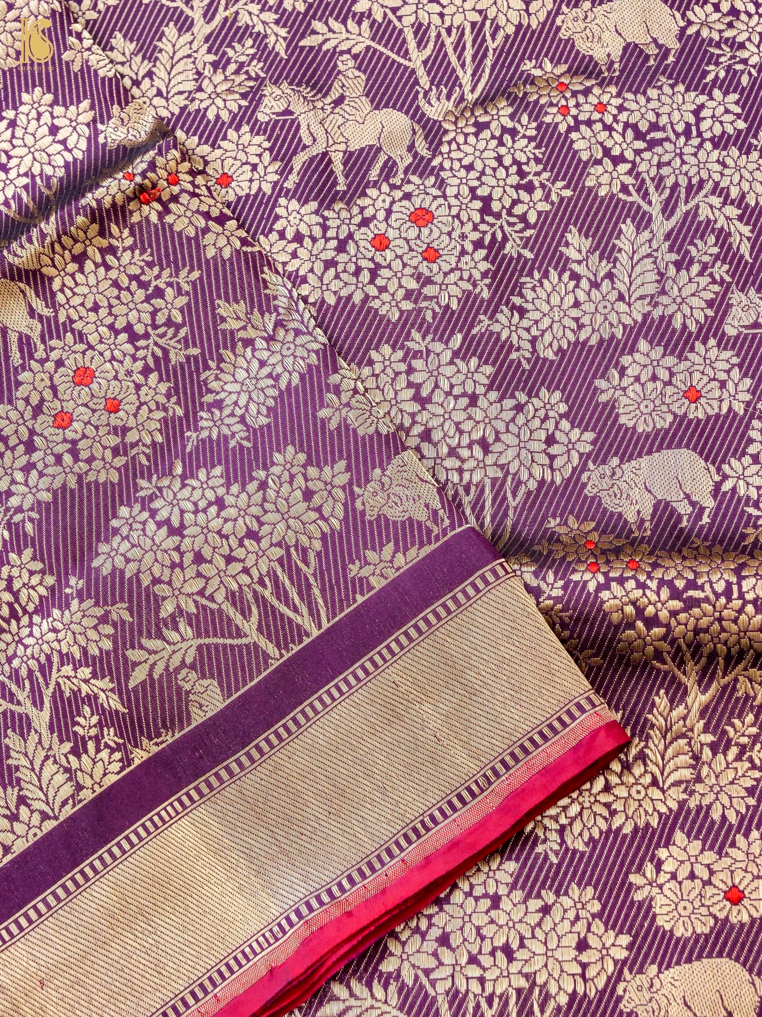 Handloom Banarasi Katan Silk Shikargah Jungle Saree