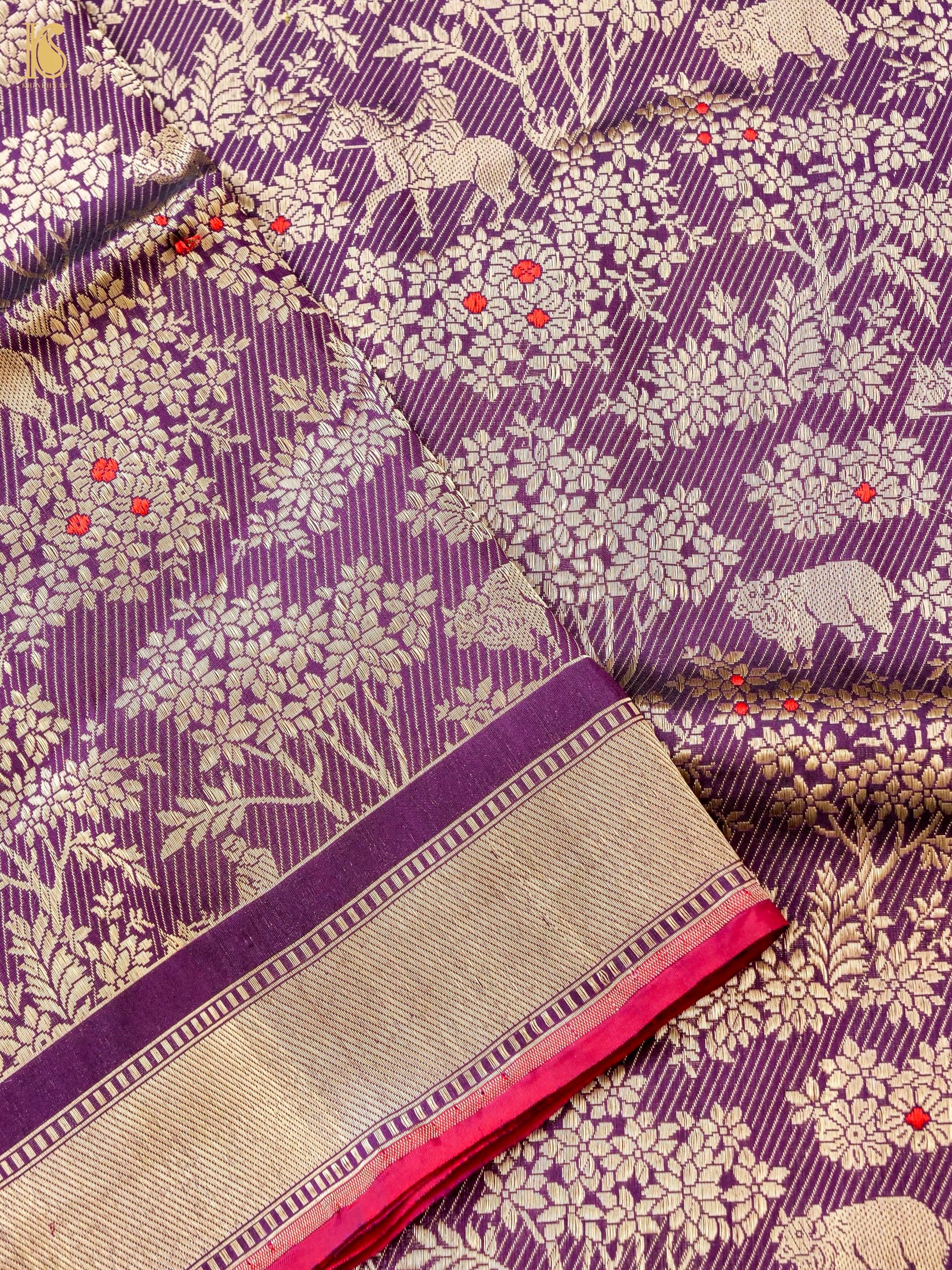 Handloom Banarasi Katan Silk Shikargah Jungle Saree